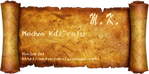 Medve Károly névjegykártya